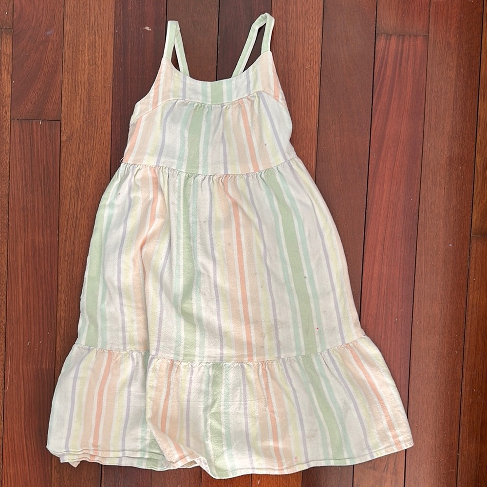 Striped Pastel Kids Dress (with small paint stain)